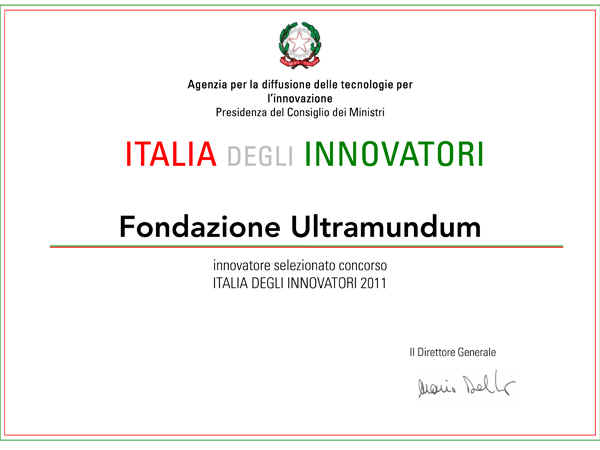 Attestato Italia degli innovatori Fondazione Ultramundum